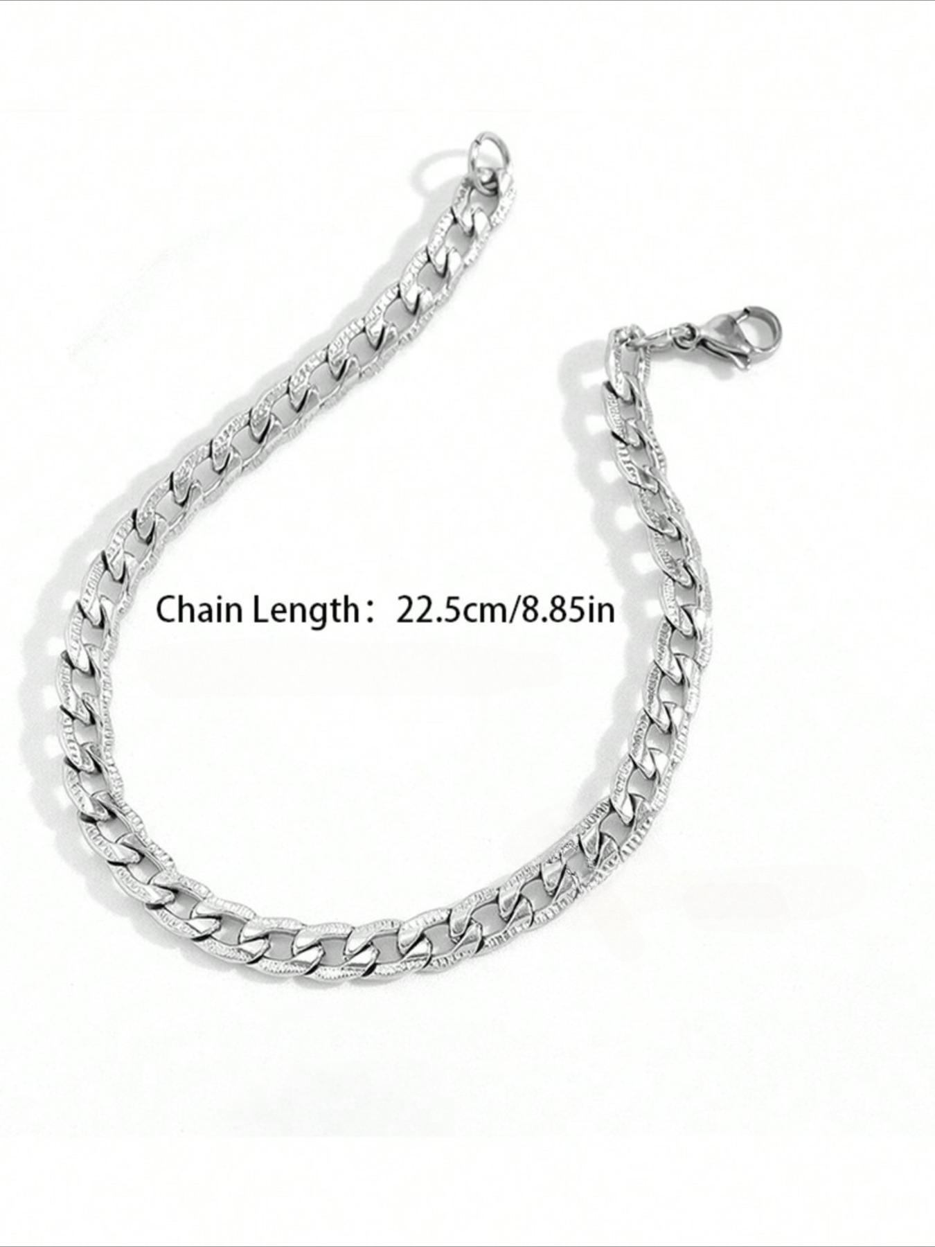 Hip Hop Fashion Style Cuban Embossed Chain Bracelet, Men's Stainless Steel Jewelry, Birthday Gift, Suitable for Daily Commuting