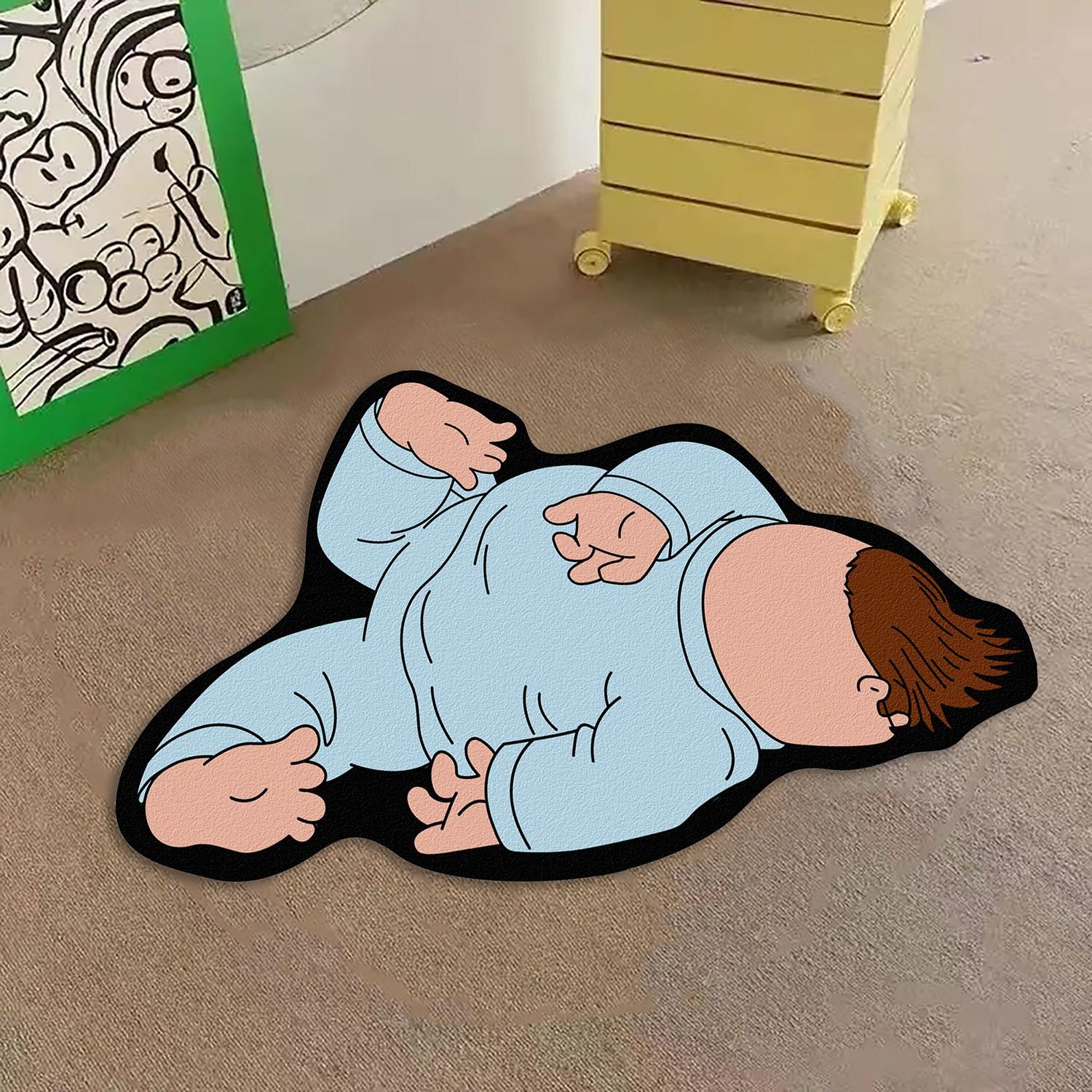 Cartoon Character Rug, Family Guy Peter Funny Cute Plush Soft Fun Decorative Falling Pose Pattern Home Decoration, Non-Slip Washable Rug