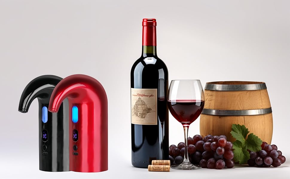 Wine Aerator, Wine Decanter Pump Dispenser Gifts Set,Wine Aerator Pourer Spout.Wine Dispenser Pump Wine Accessories, Wine Gifts for Wine Lovers Black-
