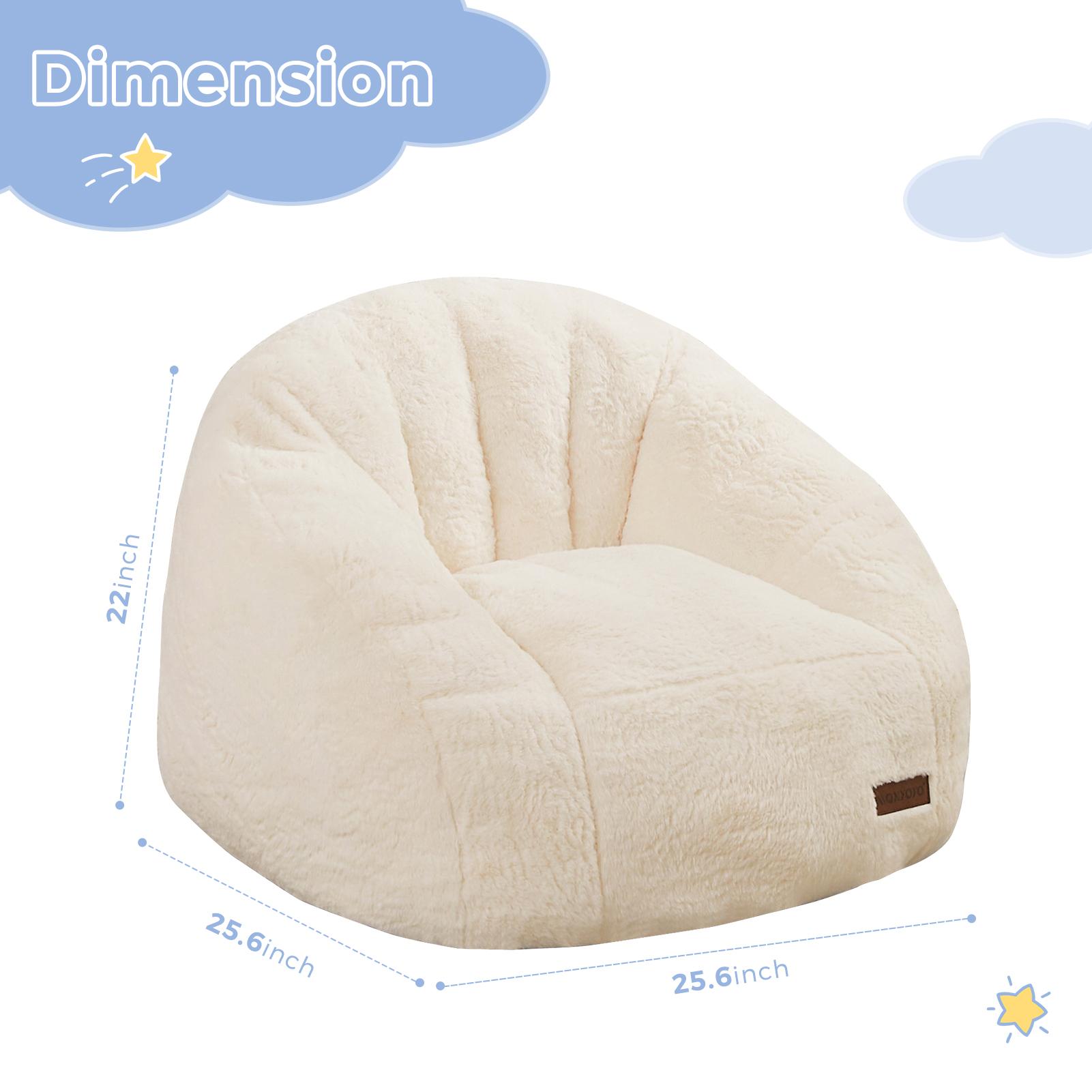 [Cute Size] MAXYOYO Shell Shaped Bean Bag Chair, Faux Fur Compact Lounger with High-Quality Foam Filling