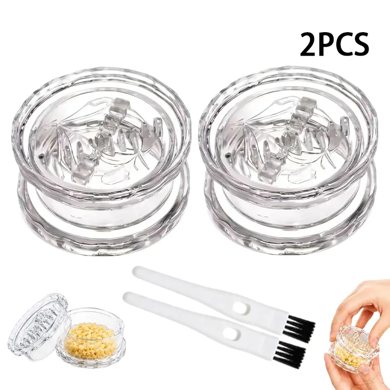 2PCS Compact Hand-Twist Garlic Mincer - Sturdy, Handy Kitchen Utensil for Garlic, Onion, Ginger, Impact-Resistant Food Prep Accessory