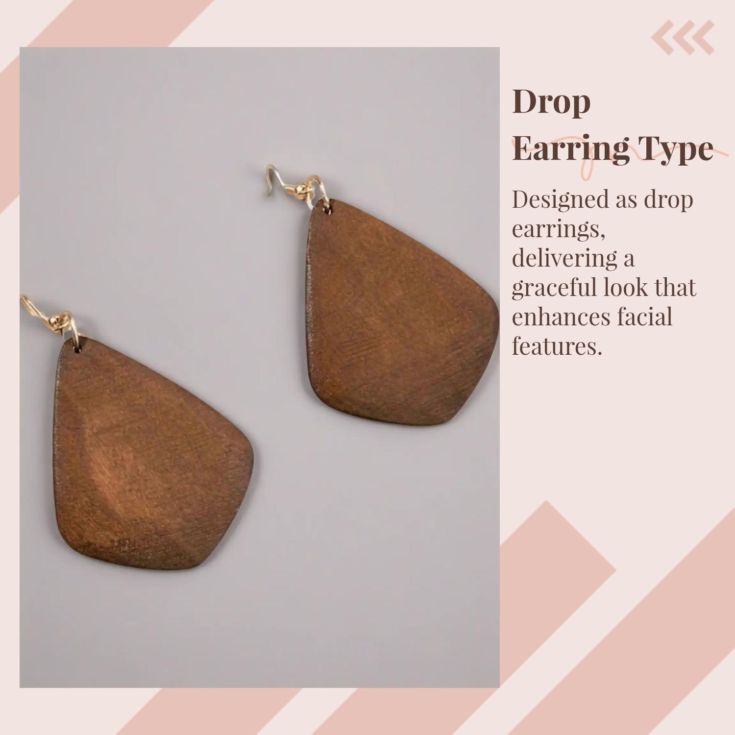 Wooden Dangle Earrings, Crafted From Wood Boho Style Hollow Out Geometric Design Earrings, Fashion Jewelry Accessories for Women & Girls, Unique Design Earrings
