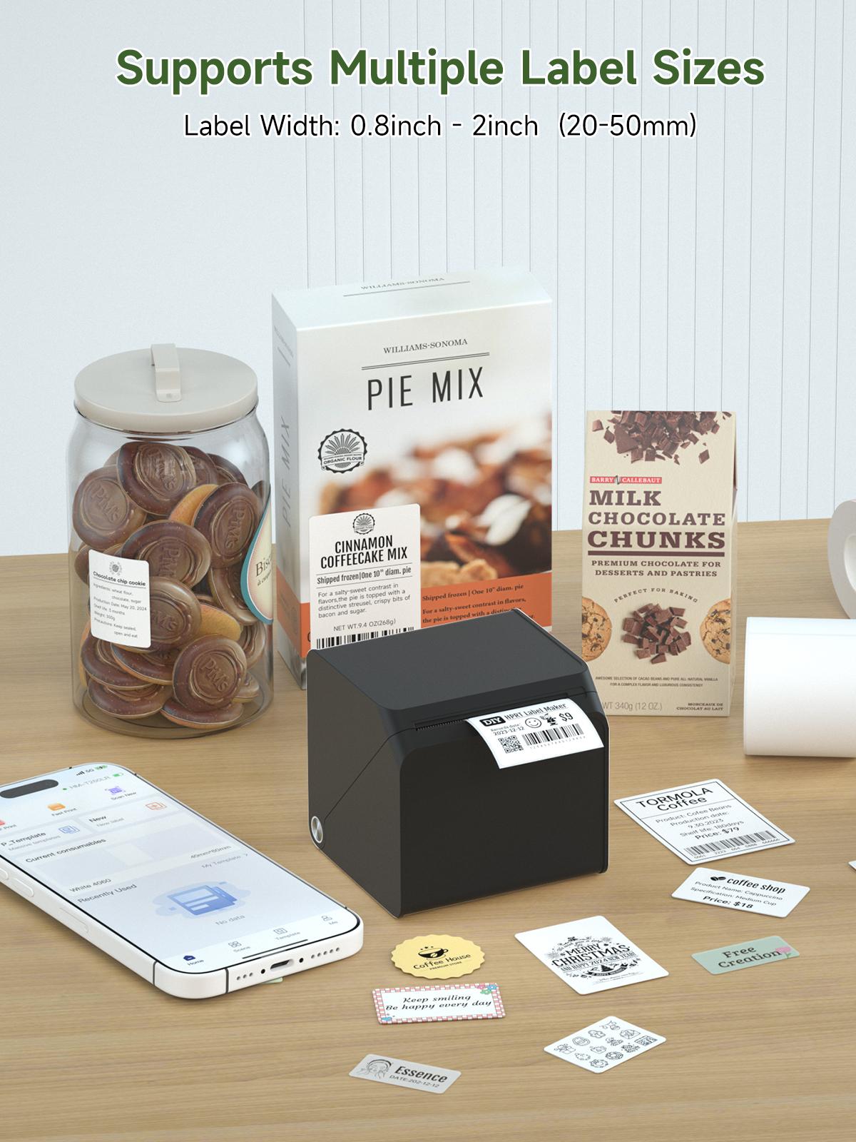 2-Inch Label Maker – Portable Bluetooth Thermal Printer, Mini Sticker Printer with Waterproof Tape for Small Business, Barcodes, Names, Addresses, Mailing, Apparel, School, Home, and Office