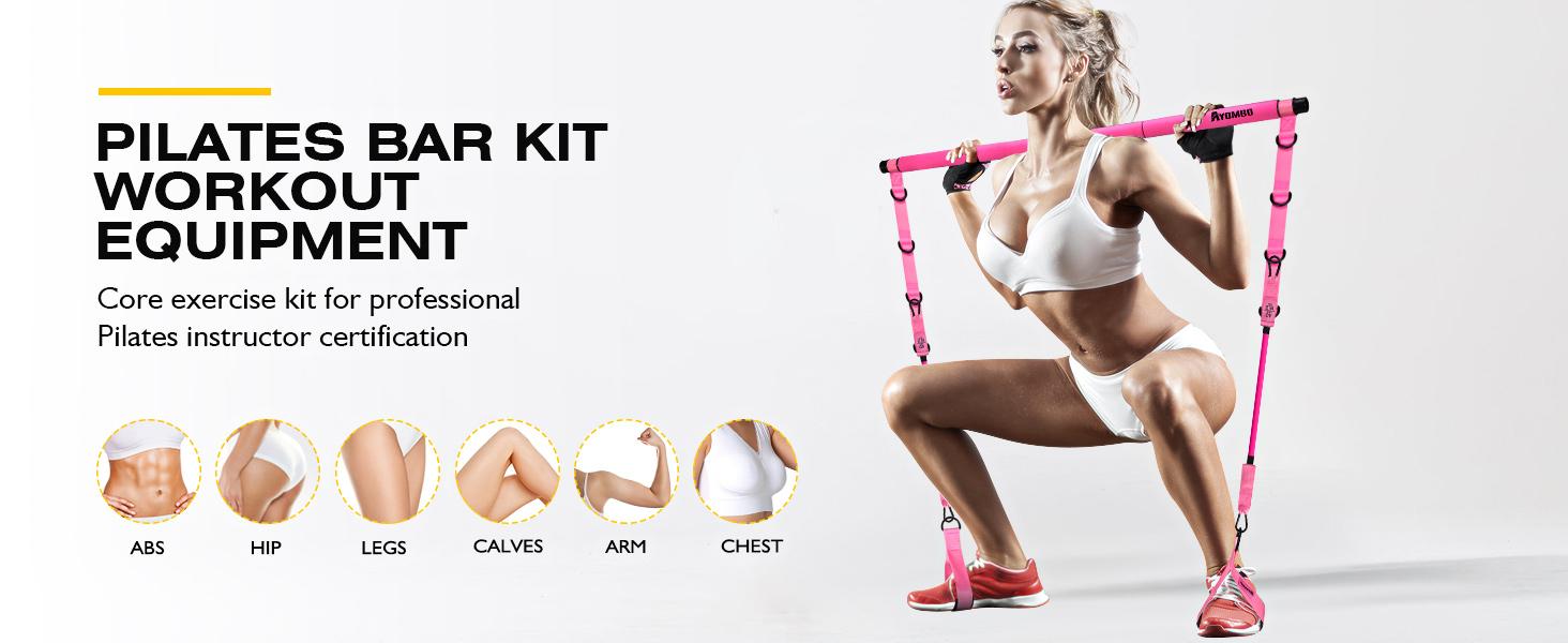 Pilates Bar Kit with Resistance Bands,3-Section Pilates Bar with Stackable Bands Workout Equipment for Legs,Hip,Waist and Arm,Exercise Fitness Equipment for Women & Men Home Gym Yoga Pilates,Best Valentine's Day Gifts for Women，TikTokShopBlackFriday Sprin