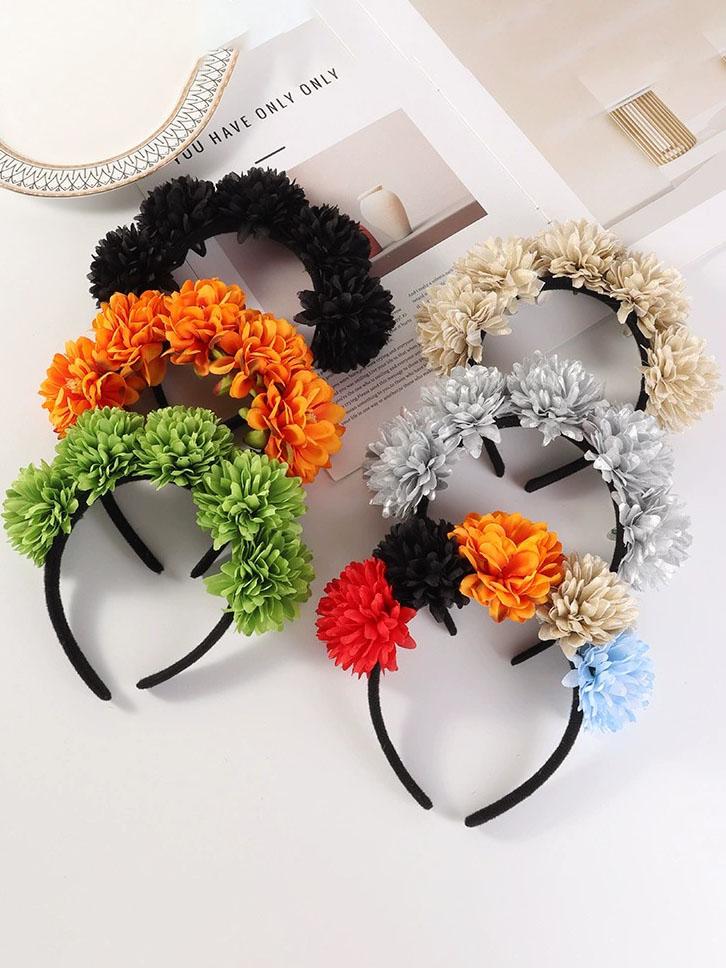 Mexican Flower Headband, Carnival Rose Crown, Party Role Play Halloween Accessory, Bridal Vacation Prop, Double-Sided Floral Hair Band