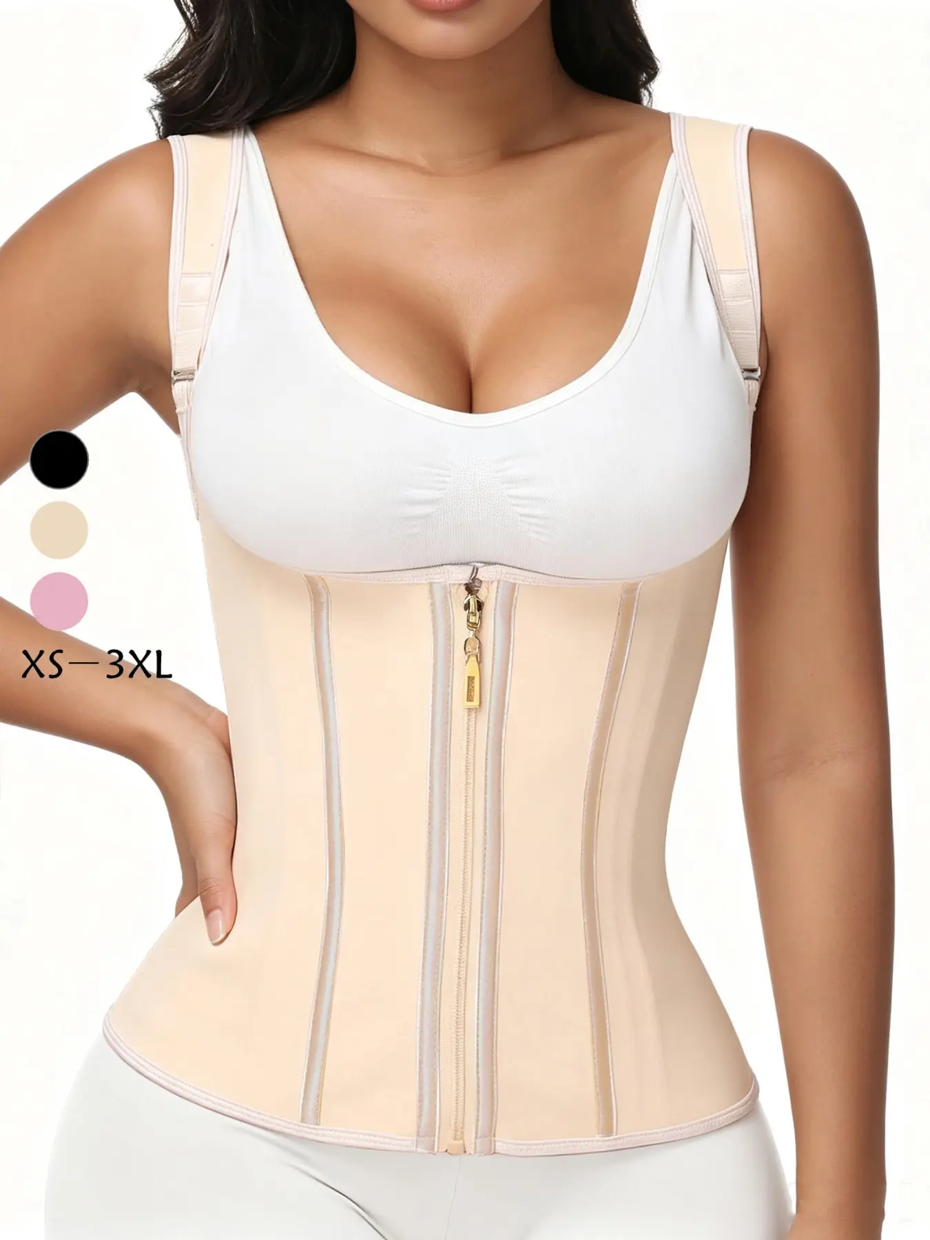 Women's Steel Bone Fajas Tummy Control Shapewear Vest, Adjustable Straps for Waist Training, Functional Abdominal Tightening Belt, Essential for Daily Shaping, Abdomen Shapewear, Boned Shapewear