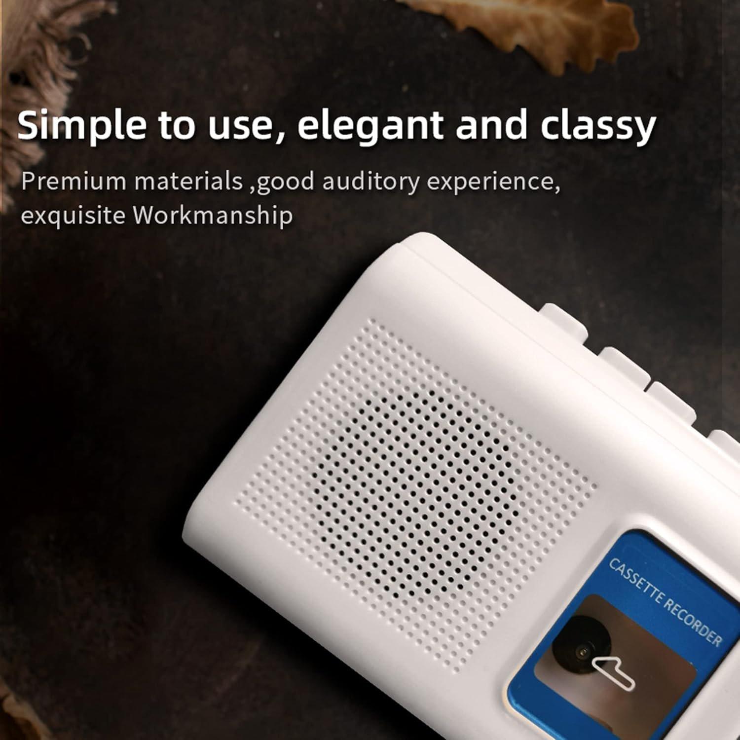 Portable Cassette Player Tape Recorder with Built-in Speaker,Microphone,Headphone Jack-, 4.57 x 3.54 x 1.38inch