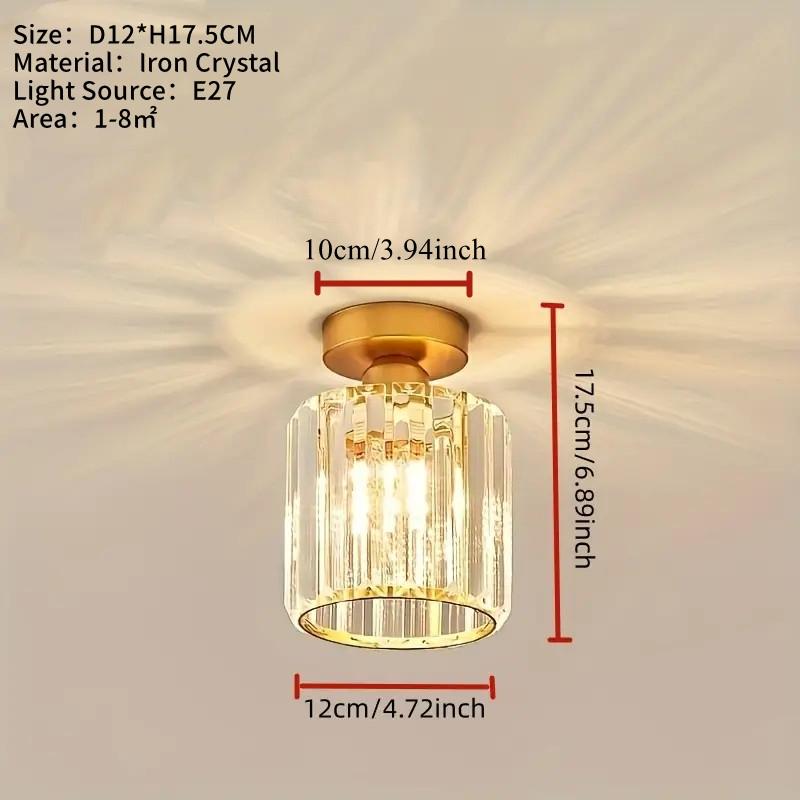 /gold Corridor Light, Nordic Modern Minimalist Entryway Balcony Lamp, Trendy Luxury Crystal Ceiling Light, No LED Bulb Included