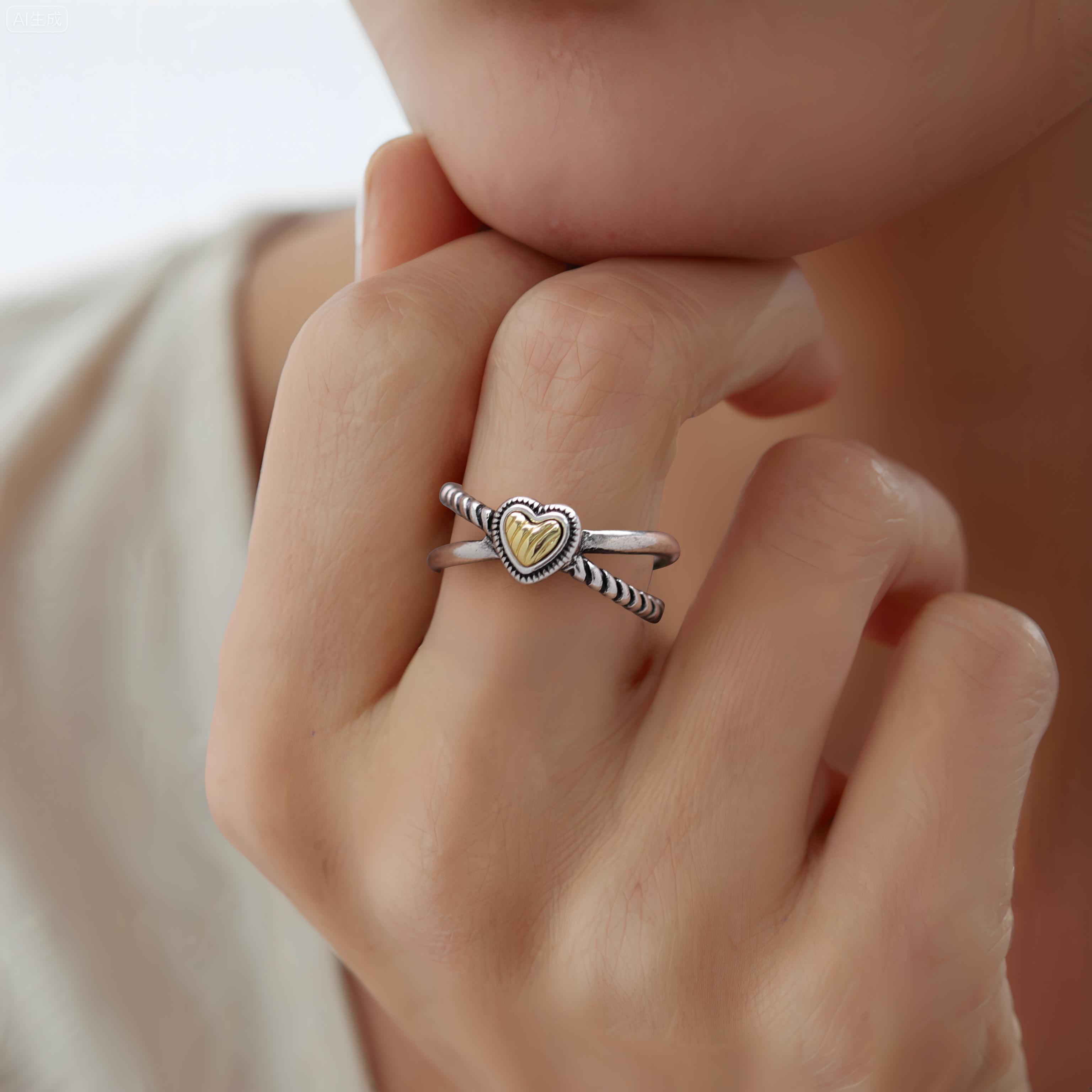 MYTYS Simple Lines Twisted Ring Two Tone Hollow Ring Elegant Heart Design Cable Wire Hollow Rings For Women Trendy Jewelry Beauty Birthday Gift Comfortable To Wear MYTYS Simple Lines Twisted Ring Two Tone Hollow Ring Elegant Heart Design Cable Wire Hollow Rings For Women Trendy Jewelry Beauty Birthday Gift Comfortable To Wear