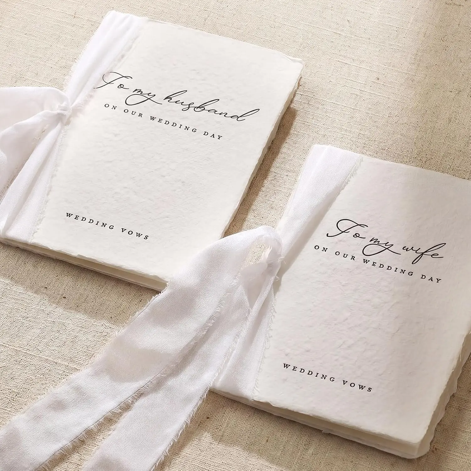 Set of 2 Wedding Vow Book , His and Her to Husband Wife | 5.51" x 3.94", Vow Renewal Book with Ribbon, Wedding   for Bride Groom, Newly Engaged Couple Ceremony Essential