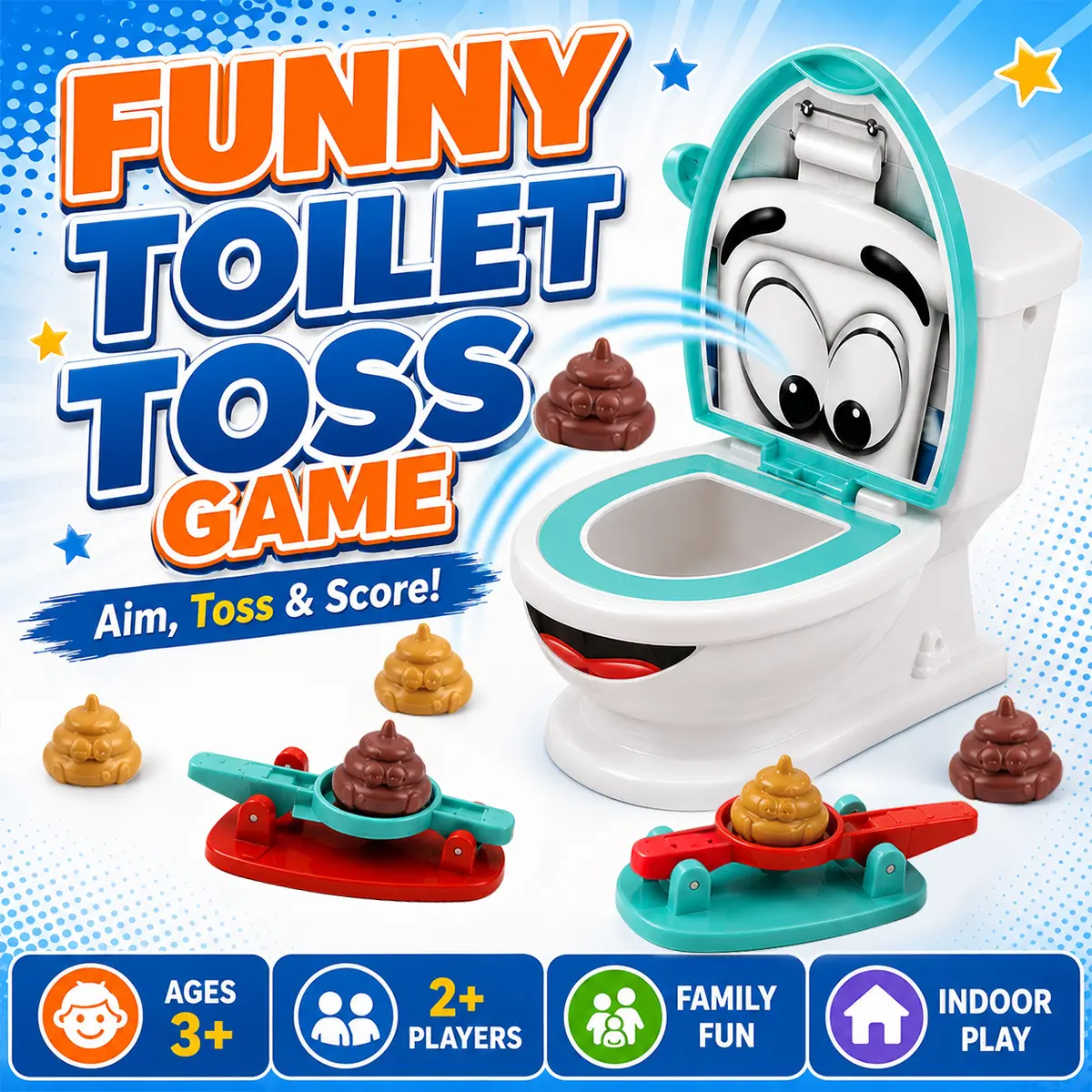 Funny Toilet Toss Game Family Launch Poo Target Game Indoor Party Interactive Board Game Parent Child Competition Game Holiday Gift