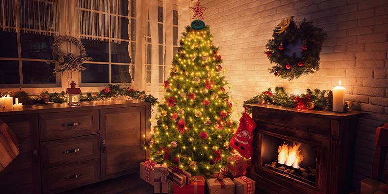 8 Modes Easy Christmas Tree Lights with Ring,6.6FT x 16 Fairy 448 LEDs String Lights,Timer Dimmable Remote  Lights for 6-8 Ft Xmas Tree Decor (Warm White)