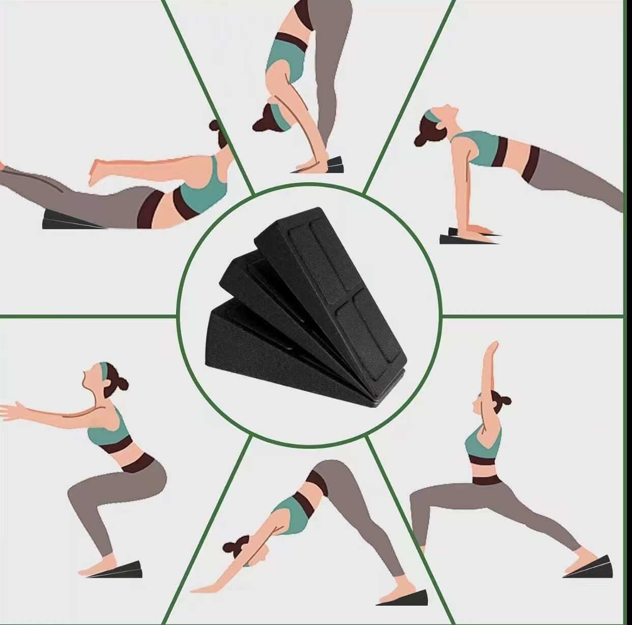 Squat Wedge Blocks, 3 Counts Non-slip Incline Boards, Foot Wedge Foam Incline Boards,Leg Extensions for Home Workouts, Calf Stretch,Heel Squats,Yoga Equipment，Gym Adjustable Stacking Knee Protection pilates board at home