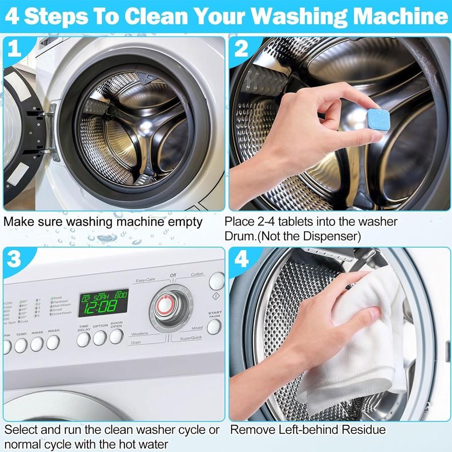 Washing Machine Cleaner and Descaler 12/24 Tablets per Box, Deep Cleaning Tablets for Front-Load and Top-Load Washers, -Friendly Deodorizer, Provides 12 Months and 24 Months Supply