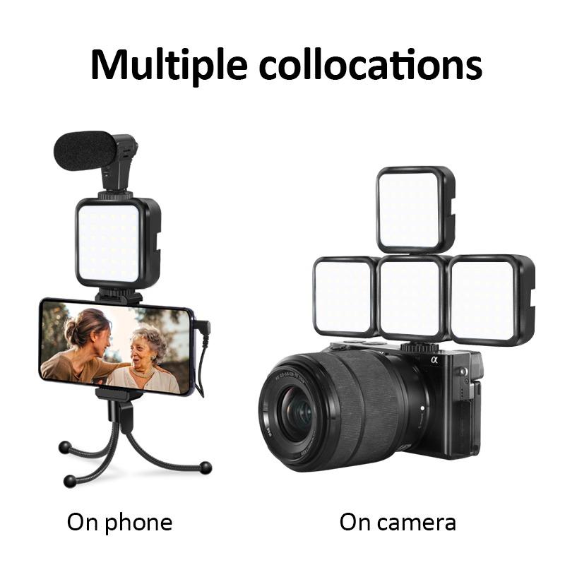 Portable Light, Rechargeable LED Video Light, Camera Fill Light, 6000K Light with Cold Shoe Mount for Sony, Nikon, Canon DSLR Camera and Vlogging, Live Streaming