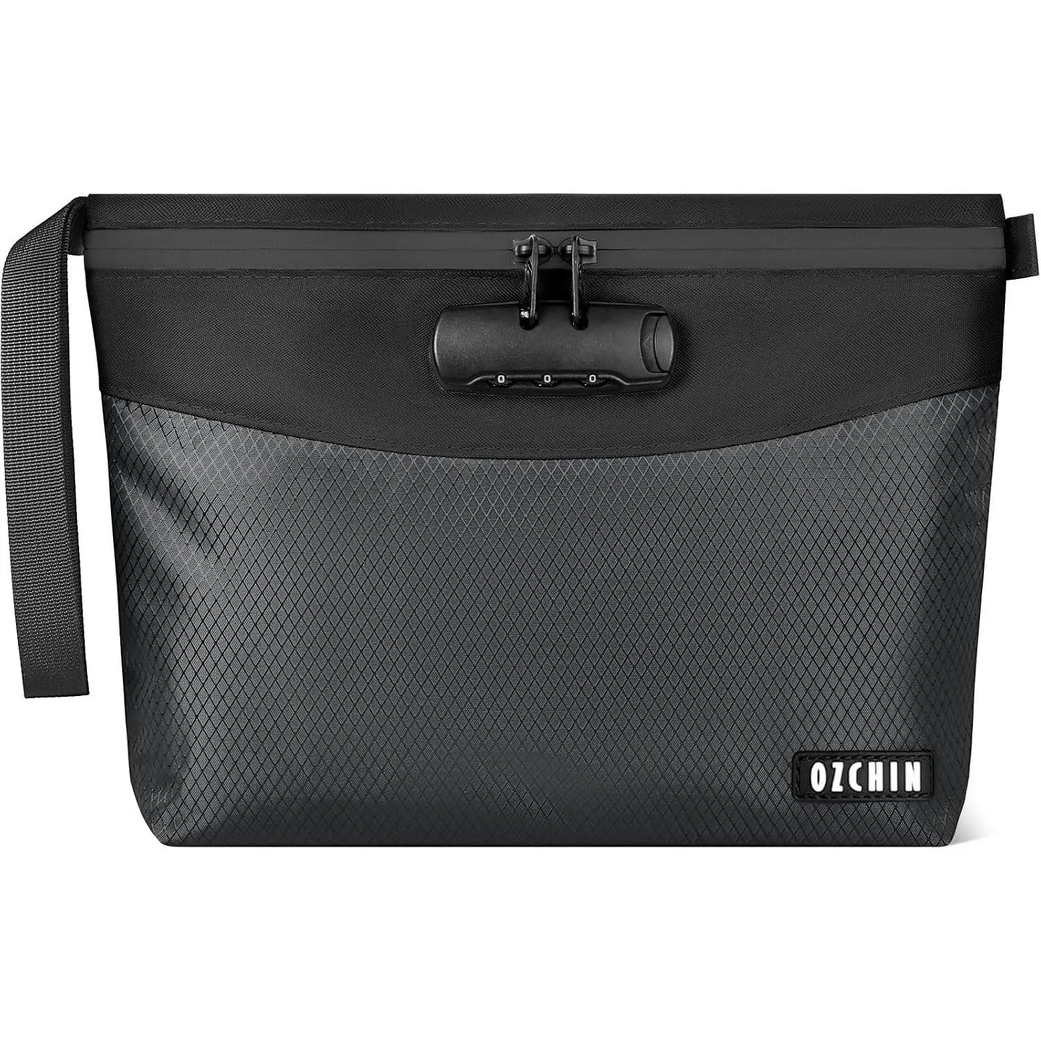 Lock-Secure Activated Carbon Fiber Odor Control Smell Bag, 11x8 in Airtight Zipper Storage Bag with Combination Lock, Travel Accessories for Home Organization & Daily Use (Black)