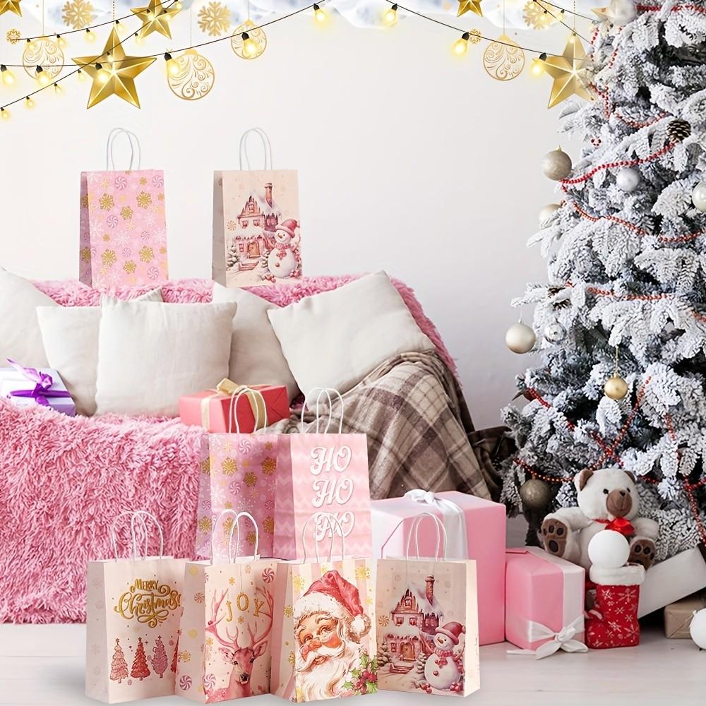 Christmas Party Gift Bags, Paper Santa Claus Gifts with Handles, Perfect for Holiday Decorations and Candy Packaging
