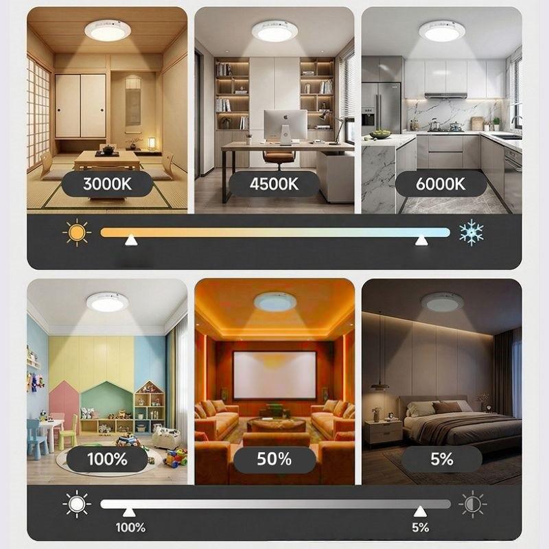Smart Motion Sensor Ceiling Light, Indoor Lighting, Infrared Remote Control, Wireless, Automatic Dimming, Timer Switch, Color Temperature Adjustable, Type-C Charging #GLOBAL PICKS