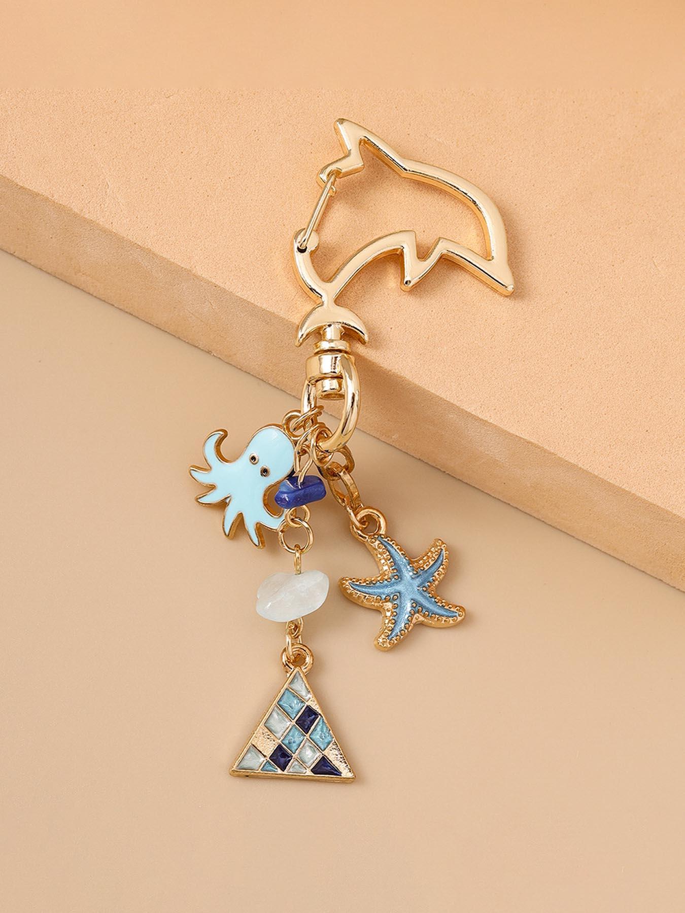 Colorful Starfish Shell Keychain, Cute Bohemian Style, Versatile Key Chain, Beach Bag Accessory, Unisex Design, Perfect Gift