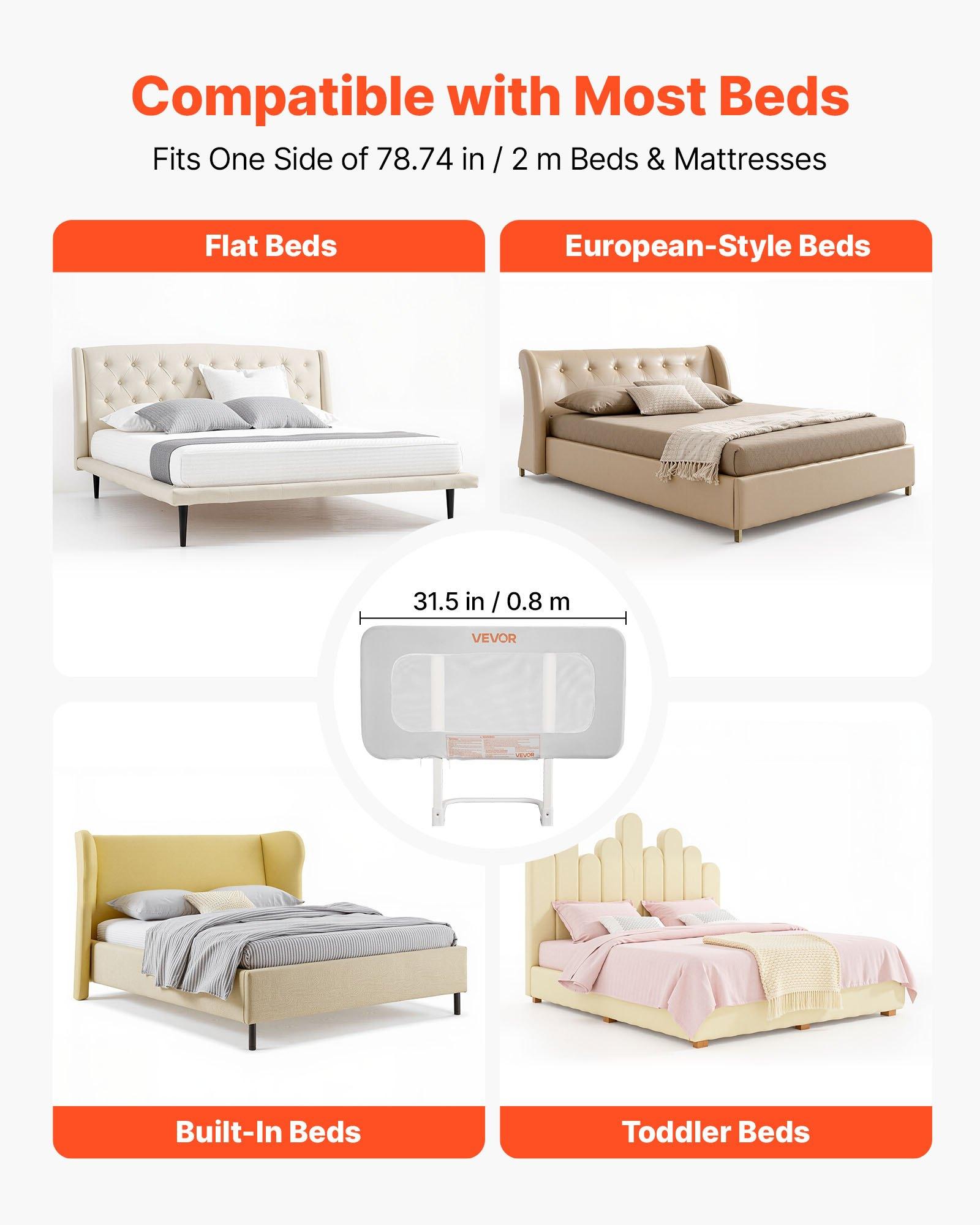 【DealsForYouDays】VEVOR Toddler Bed Rail, Kids Beds Guard Rail with Reinforced Iron Pipe and Oxford Cloth, Adjustable Height Bed Side Railing, Portable Guard Bumper Barrier for Crib, Bunk, 31.5 x 26.38 in, 1 Piece