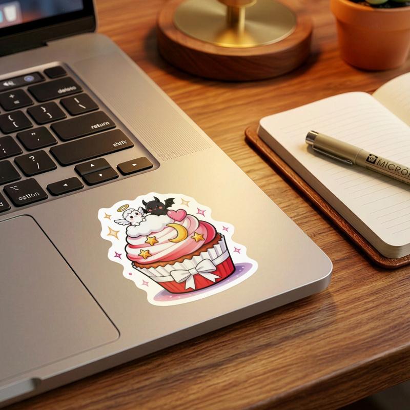 50 sheets creative cartoon magic cake stickers, cute and personalized cardboard cupcakes, waterproof decorative stickers
