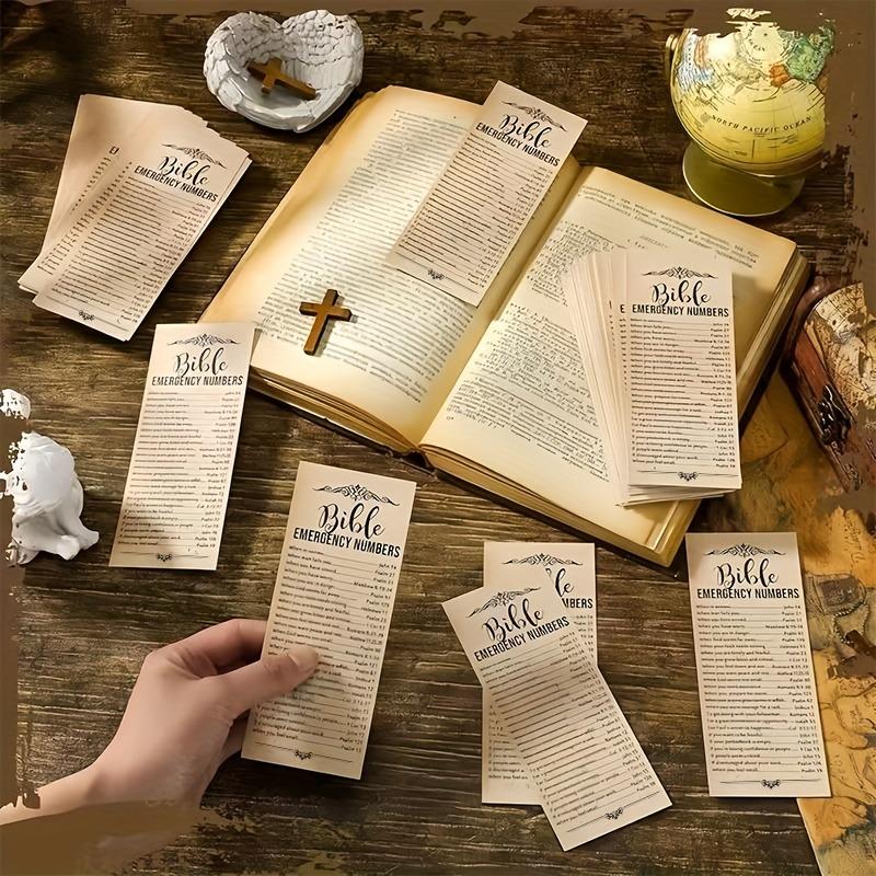 Bible Bookmarks, 20 Paper Bible Bookmarks, Church and Sunday School Supplies, Emergency Contact Numbers, Religious Gifts
