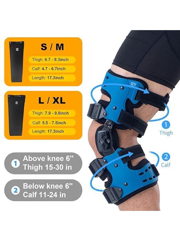 Functional Hinged Knee Support Brace, Adjustable Knee Stabilizer with Compression Wrap, Knee Unloader for Knee Instability, Swelling, Post-Injury Recovery, for Athletes & Seniors