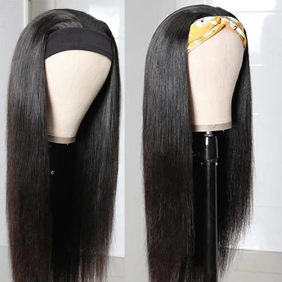Bling Hair Straight Human Hair Natural Color Headband Human Hair Wigs Glueless Straight/Body Wave  Human Hair Wigs For Women
