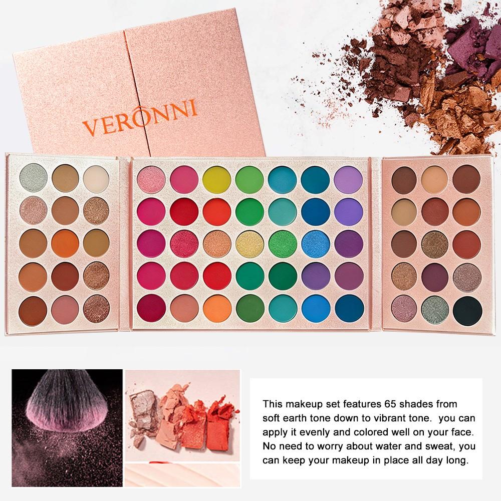 65 Color Eyeshadow Palette, Long Lasting Highly Pigmented Shimmer & Matte Shades Palette, Colorful Eye Makeup Products for All Styles and Occasions