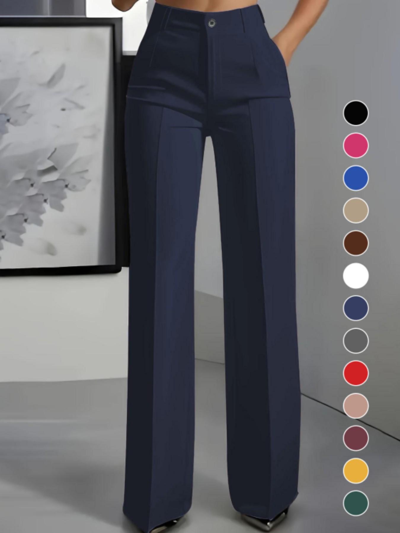 Women's New High Waist Drape Straight Leg Simple Suit Pants, Chic Elegant Business Casual Wear, Office Wear, Comfortable and Stylish Design