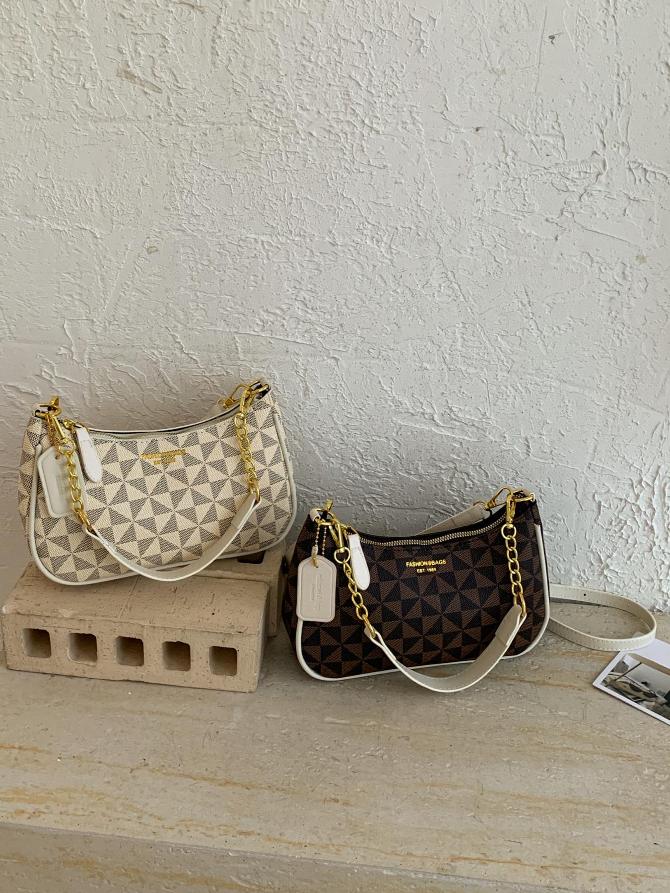 Elegant and lightweight geometric print underarm handbag, detachable and adjustable shoulder strap ladies' compact shoulder bag, suitable for daily dating and shopping Casual crossbody bag, Casual bags