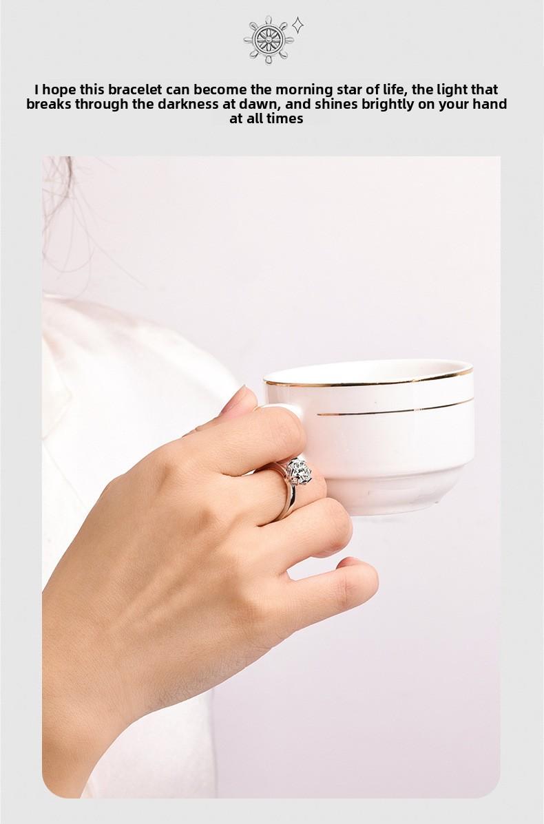 Copper alloy classic six-prong ring for women, simulated moissanite ring, women's ring, European and American luxury foreign trade jewelry manufacturer