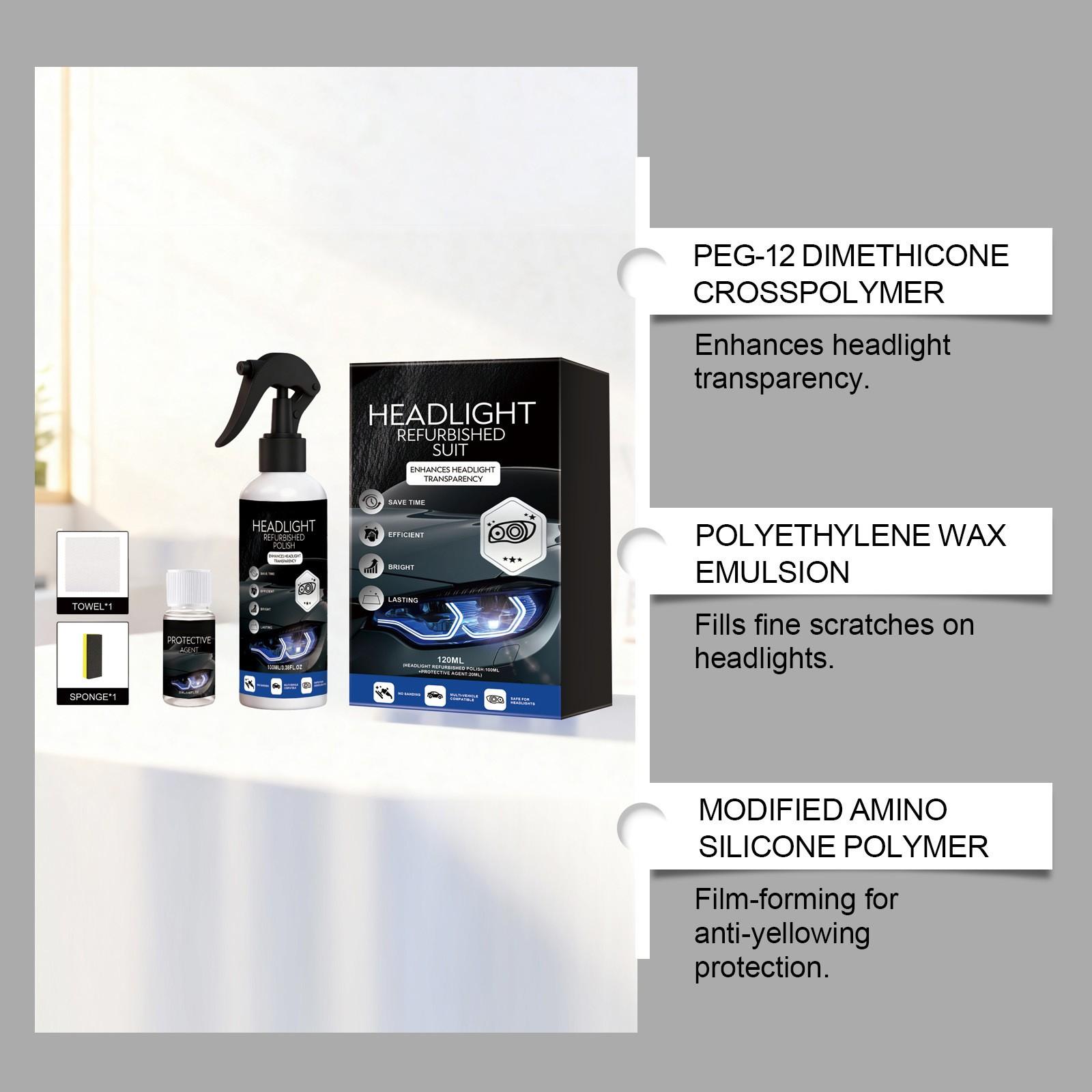 Car Headlight Restoration Kit, Remover, Cleaning Agent, Headlight Polishing Agent, Brightening Care, Auto Accessories, Enhances Visibility, Easy Application