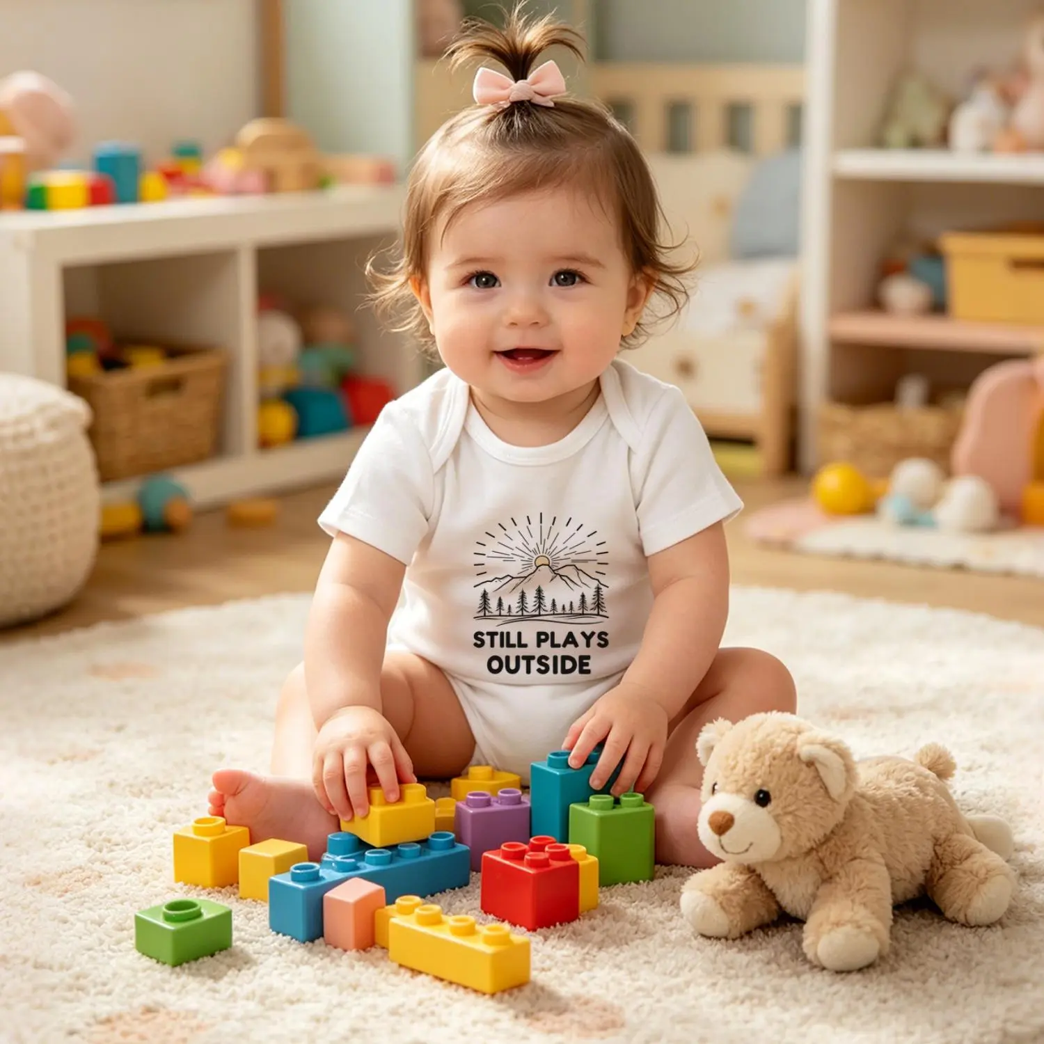 "Still Plays Outside" Unisex Baby Newborn Bodysuit Soft Cotton Short Sleeve Summer Baby Clothes