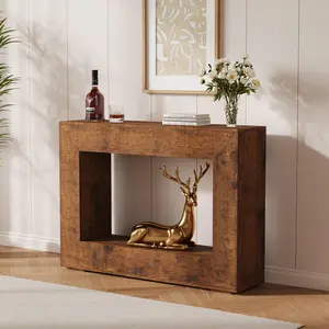 Garvee 47" Farmhouse Console Table - Long Wooden Sofa Table for Living Room, Hallway, and Entryway with Rustic Rectangular Design in Brown Finish