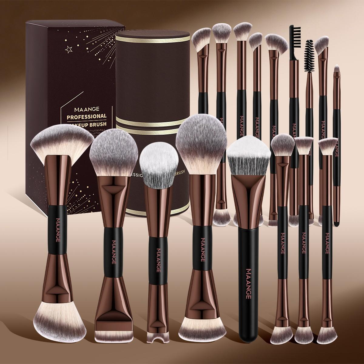 Maange 18-Piece Makeup Tool Set, Includes 17 Brushes + Brush Holder, Foundation Brush, Blush Brush, Powder Brush, Highlighter Brush, Eyeshadow Brush, Mascara Brush