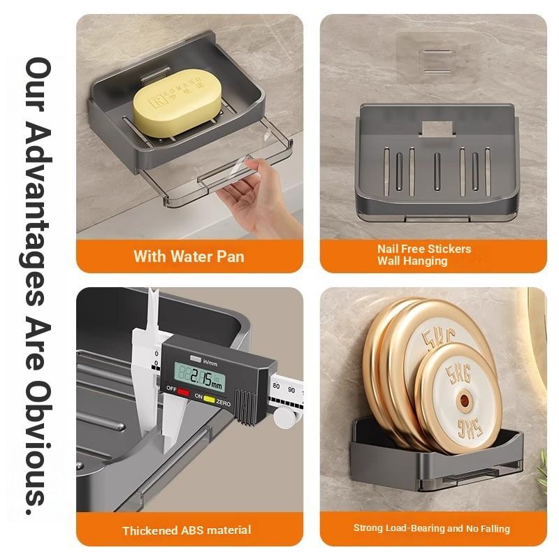 Wall-Mounted Soap Drying Rack, No-Drill Bathroom Soap Holder, Simple Design with Hook, Water-Resistant Soap Box, Home Use