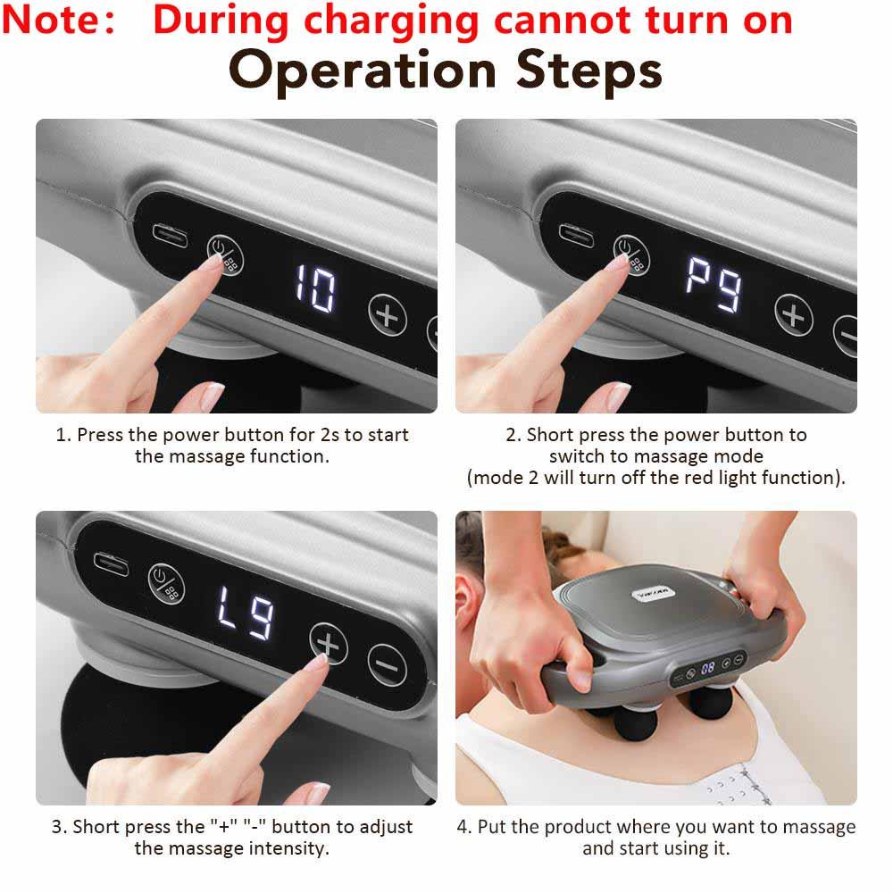 6-head Back Massager, 9-speed Adjustment Muscle Massager with Red Light Heating, Professional Muscle Massage Tool for Home & Travel