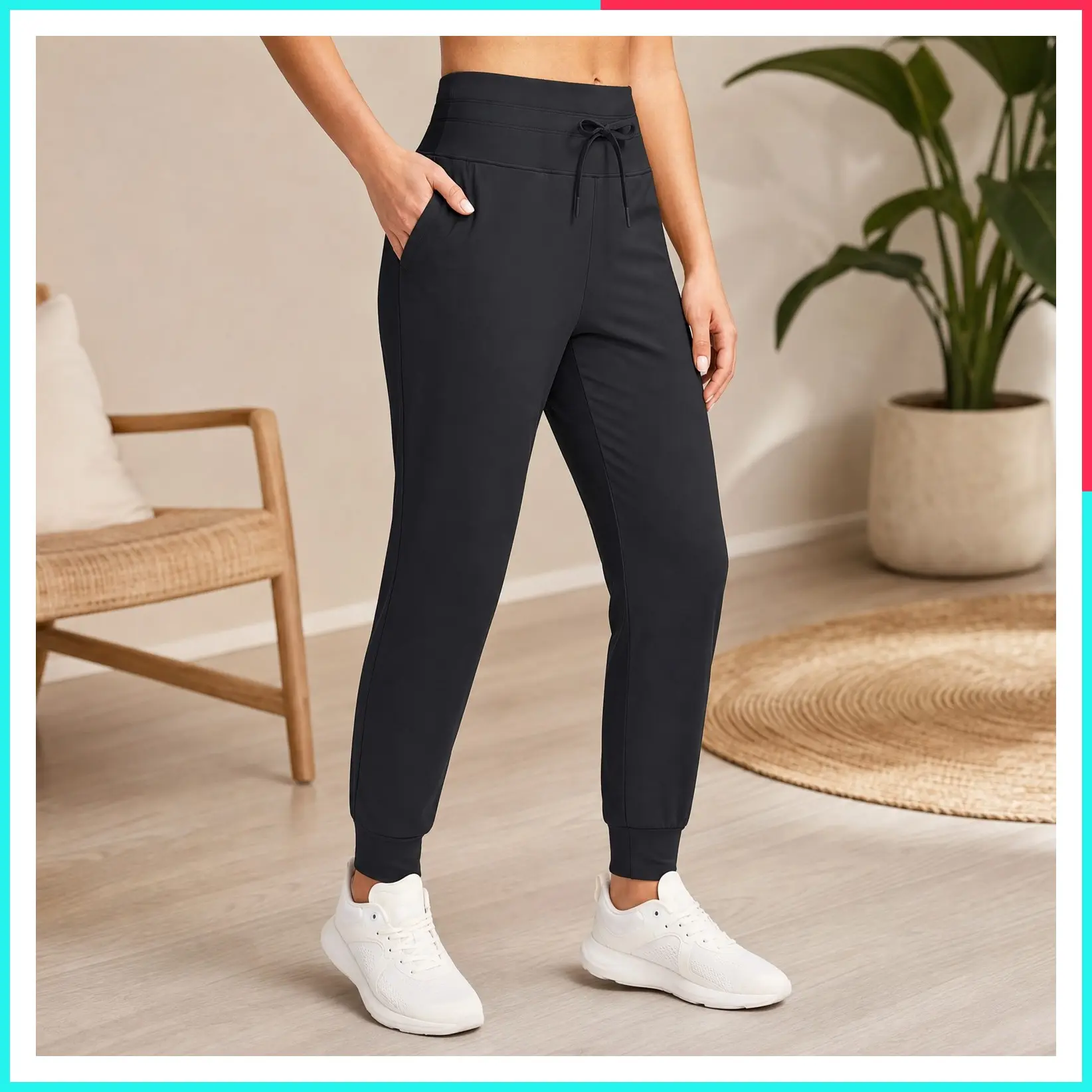 Women's Joggers Pants with Zip Pockets Athletic Sweatpants, High Waisted Stretchy Breathable Durable Tapered Cuff for Workout, Running, Gym, Yoga, Lounge, Work, Travel
