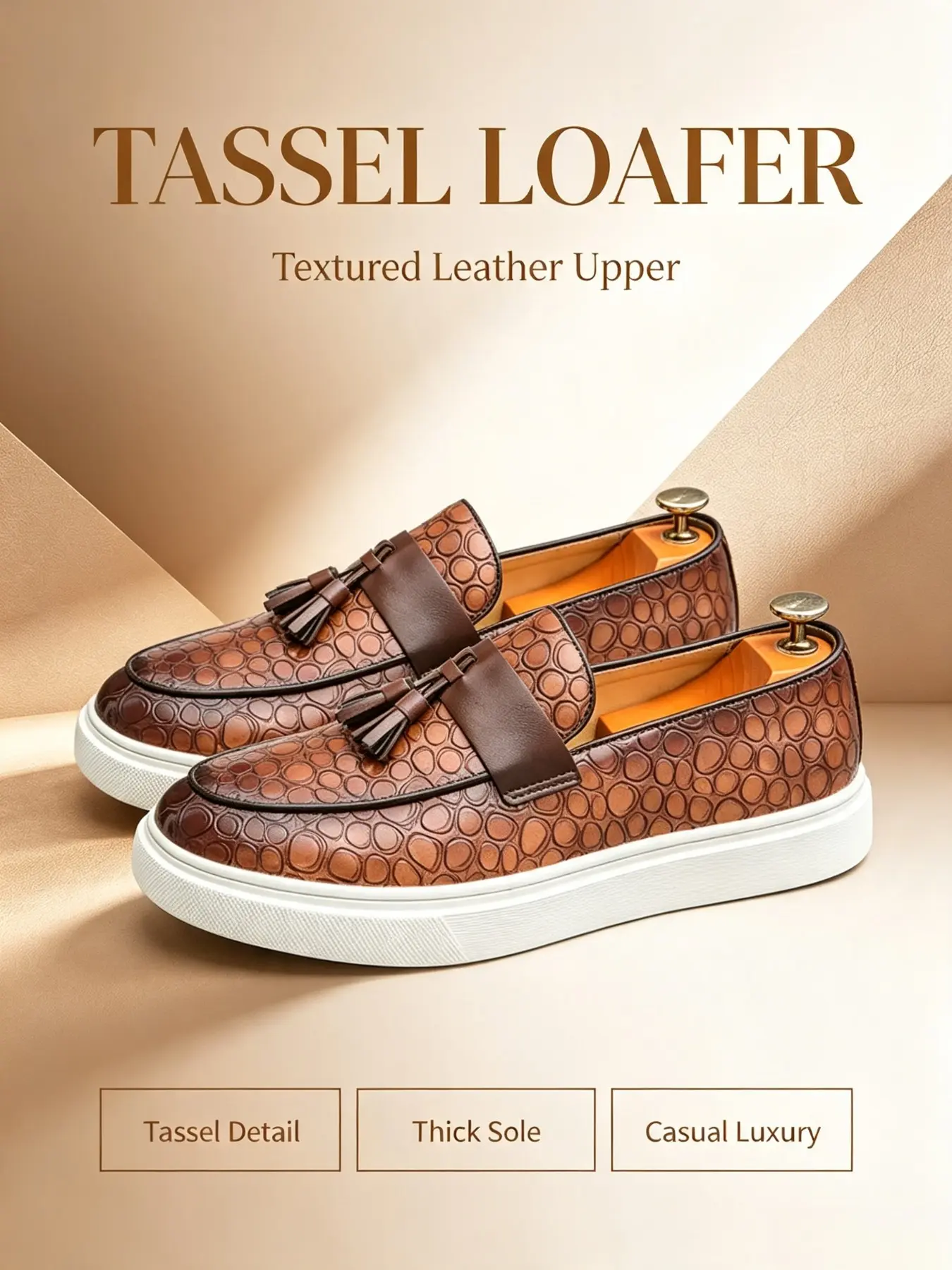 Men's Fashionable PU Leather Loafers, Casual Comfortable Tassel Decor Slip-on Flat Shoes for Daily Wear, Lightweight Breathable Shoes for All Seasons, Boy Footwear