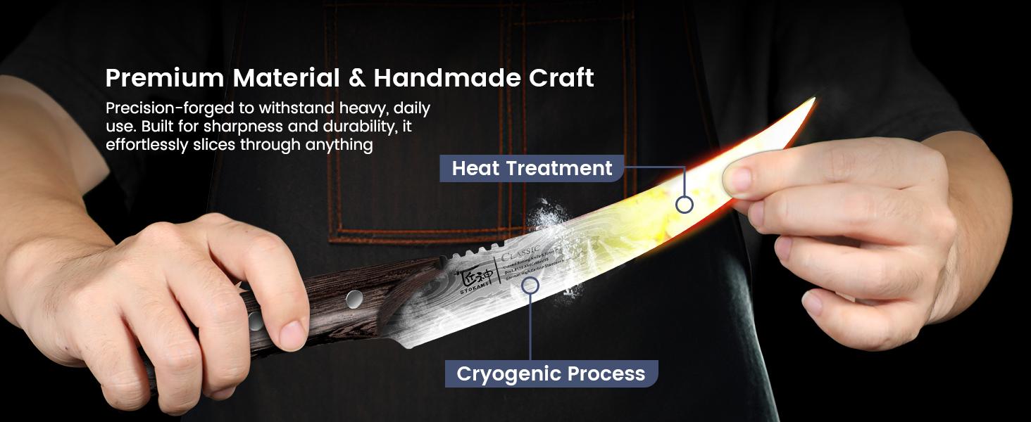 【TikTokShopSpringGlowUp】 SYOKAMI Boning Knife for Meat Cutting, 6.5 Inch Fish Fillet Knife with Wood Handle, High Carbon Razor Sharp Curved Blade Deboning Knife with Exquisite Box Ideal for Thanksgiving, Christmas Mother's Day Gift