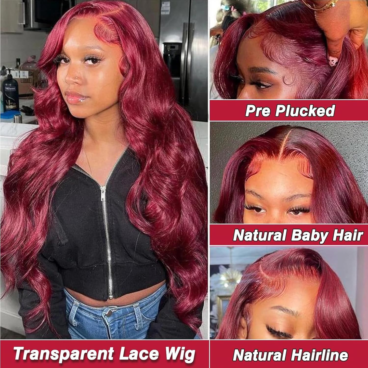 Burgundy Lace Front Wigs Human Hair 180% Density 99j 13X4 Body Wave Lace Front Wigs for Women Red Wigs Pre Plucked with Bleached Knots Natural Hairline Burgundy Lace Front Wigs Human Hair 180% Density 99j 13X4 Body Wave Lace Front Wigs for Women Red Wigs Pre Plucked with Bleached Knots Natural Hairline