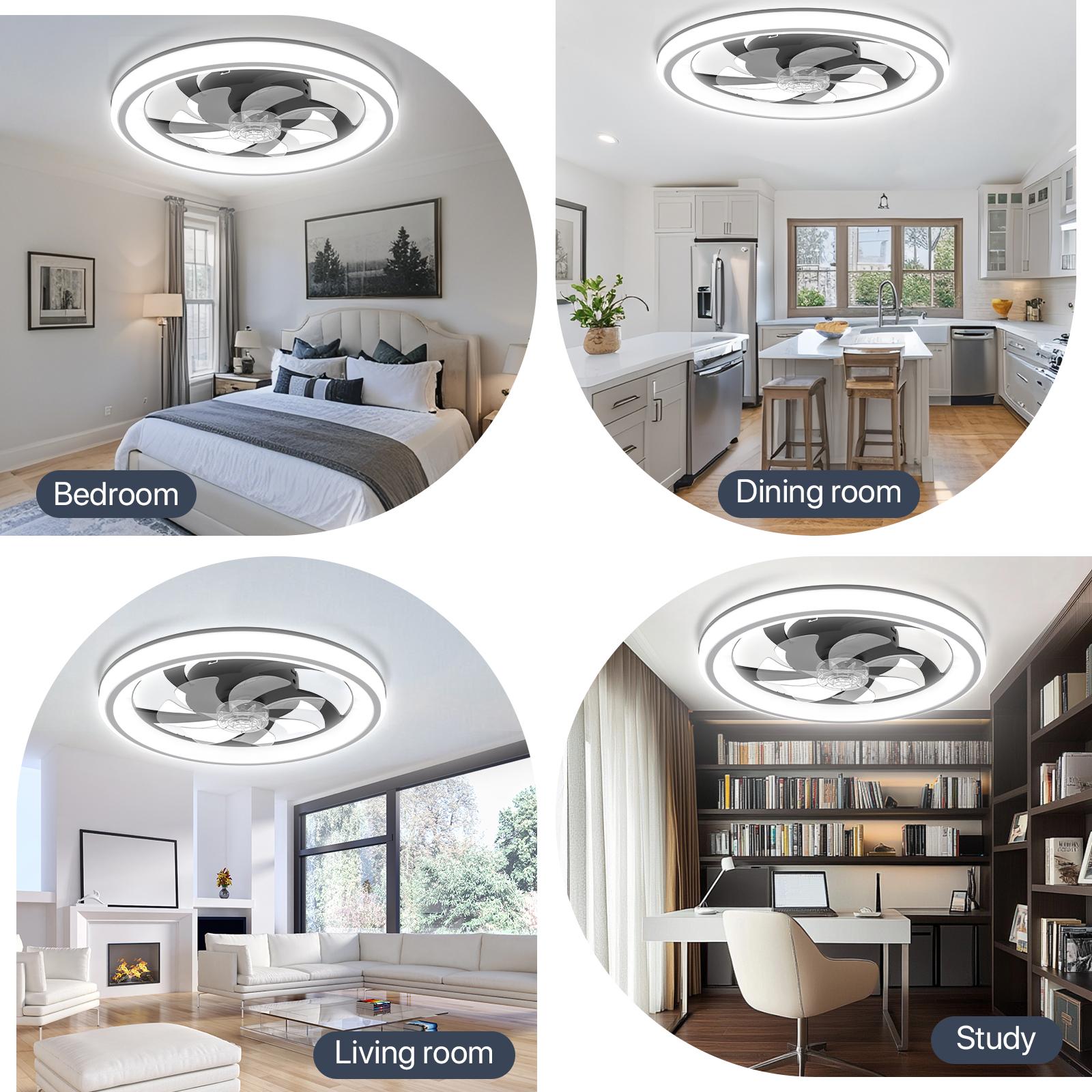 FLOWGO Modern LED Ceiling Fan with Light & Remote - 6-Speed, 3 Color ...