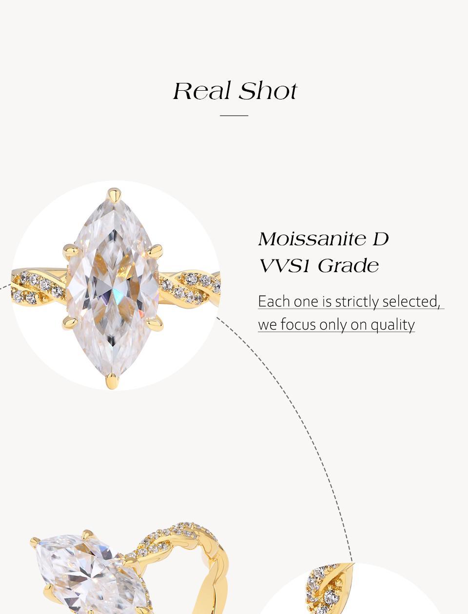 Gorgeous 3CT Marquise Shape  D Color VVS1 Synthetic Moissanite Ring  for Women 925 Sterling Silver Anniversary Party Gift R196 SpringStatements