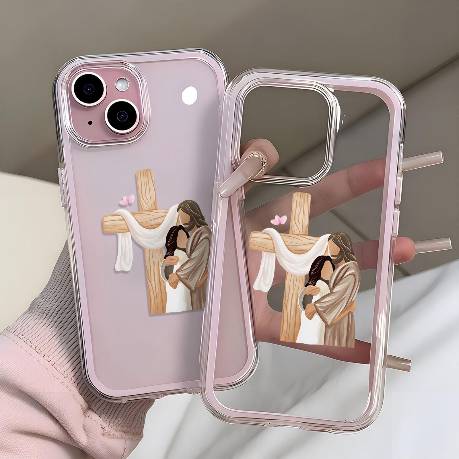 Creative Jesus Cross iPhone Case, Transparent Tpu Full Cover, Religious Design, Fits iPhone 17/16/15/14/13/12/11, Gift Idea