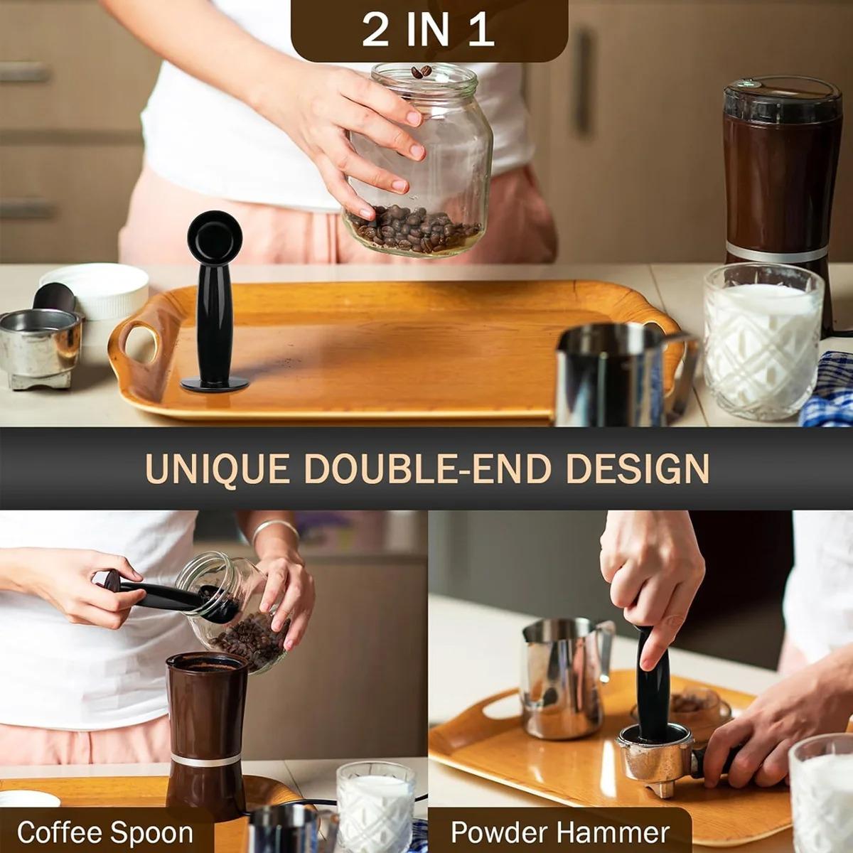 2-In-1 Espresso Coffee Bean Spoon, Multifunctional Plastic Coffee Measuring & Tamping Spoon, Reusable Standing Coffee Scoop, Coffee Making Tool