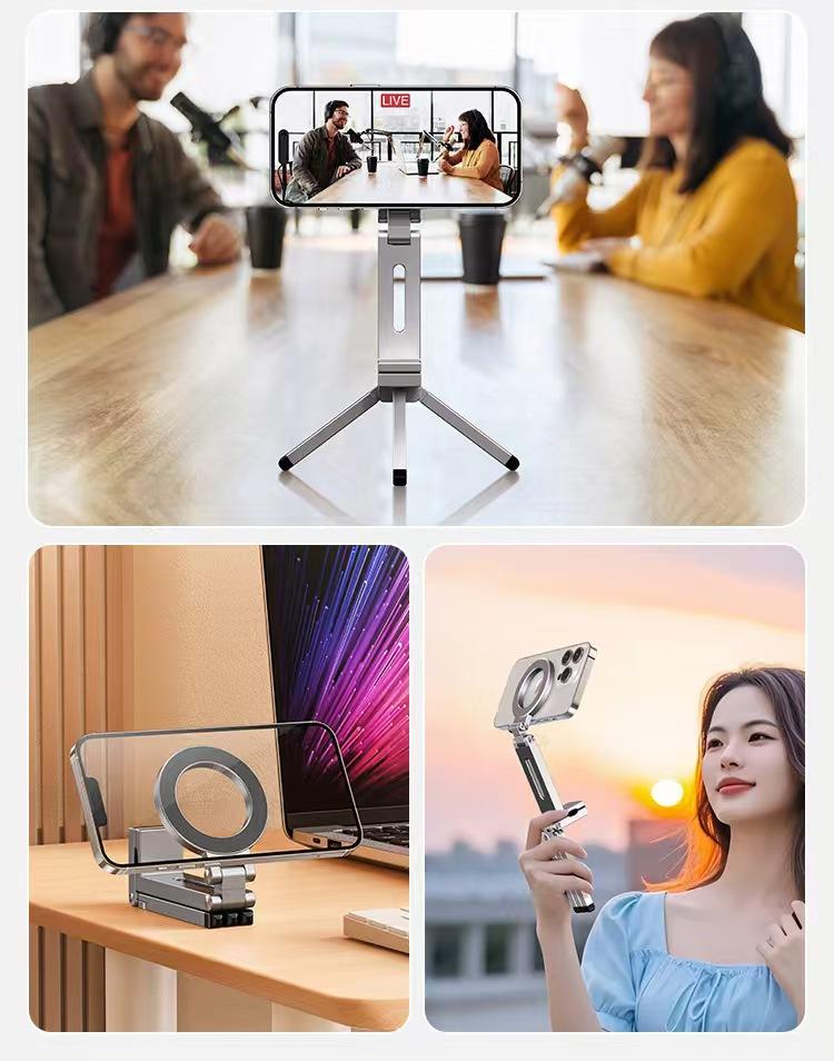 Travel Magnetic Phone Mount, Magsafe Portable Clip, Rotatable Foldable Universal Plastic Stand, Adjustable Phone Stand, for Business Trip, Travel, Outdoor, Navigation & Shooting