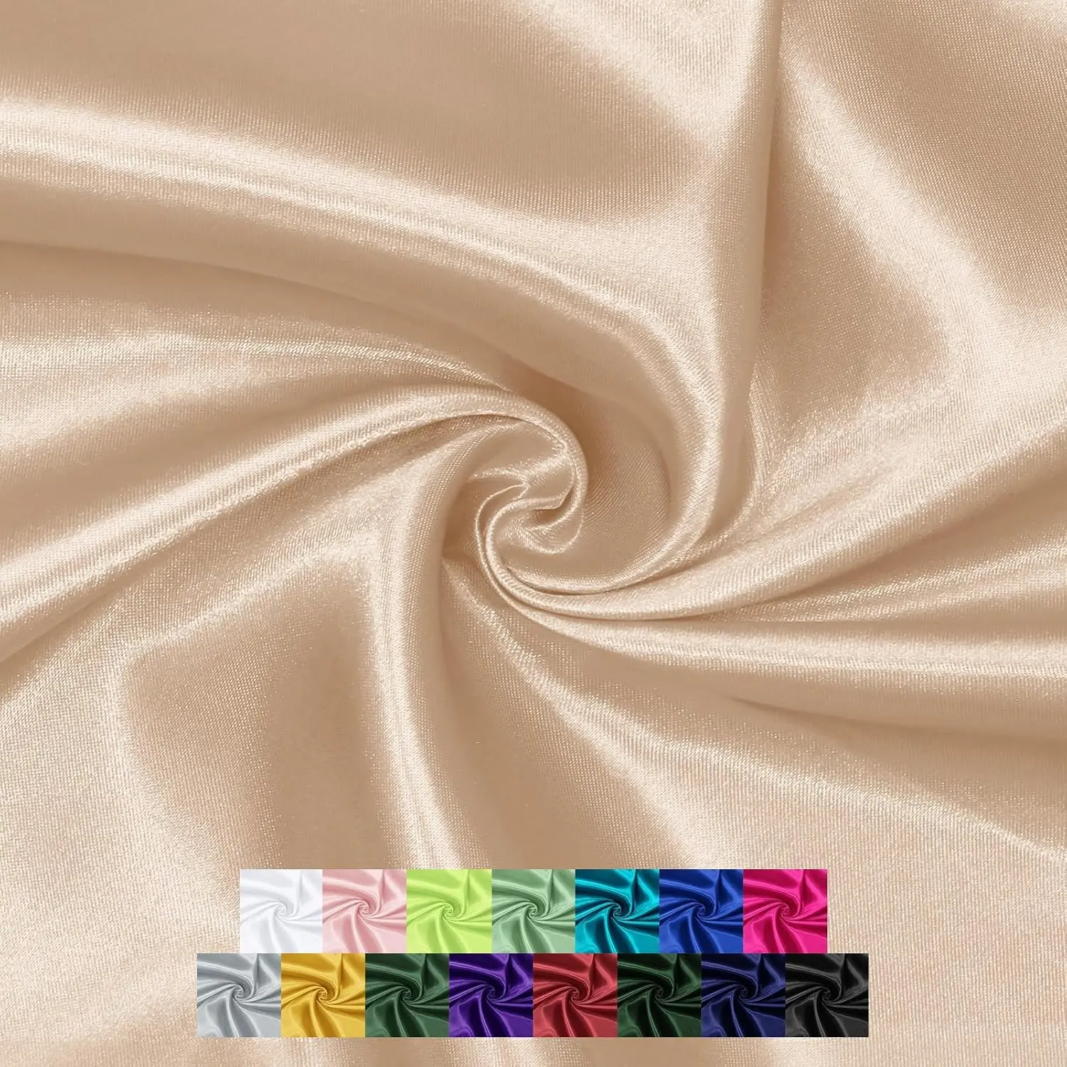 55 Inch Wide Beige Satin Fabric by The Yard, Silky Charmeuse Satin Fabric for Bridal Wedding Dress Decor DIY Apparel Crafts, 1 Yard