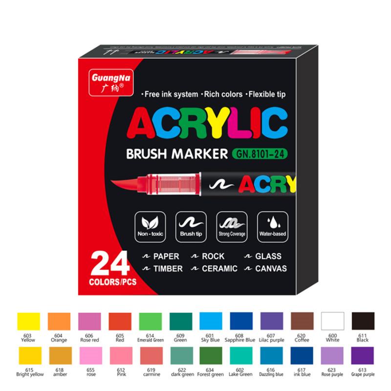 Acrylic Paint Markers,Detachable suitcase,Brush Tip, Art Marker Set, Acrylic Paint Pens with Direct-Liquid Ink System, Paint Markers for Rock Painting, Fabric, Wood, Canvas, Plastic, Permanent,Washable,Quick-Drying,Waterproof