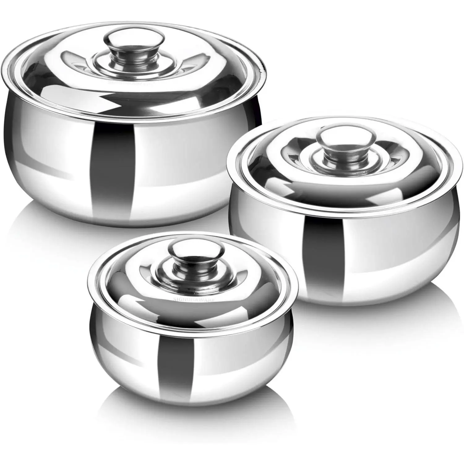 Large Insulated Casserole Dish with Lid Set of 3. Stainless steel Hot Pot Food Warmer/Cooler -Thermal Soup/Salad Serving Bowl Stainless Steel Hot Food Container–Best Gift Set for Moms